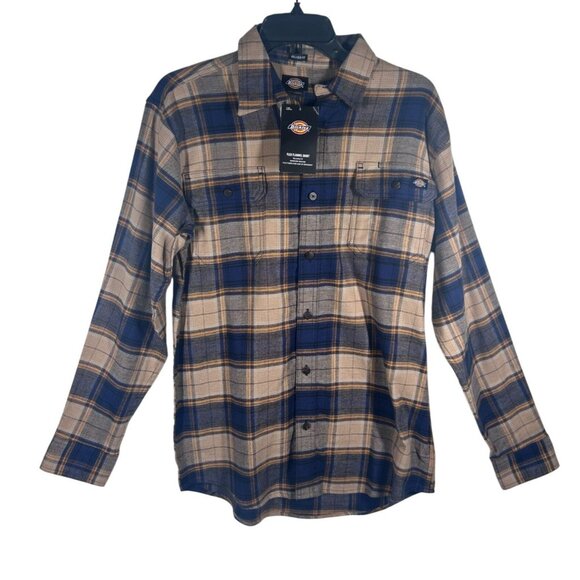 Dickies Other - Dickies Flex Flannel Shirt Men's Small Relaxed Fit Blue & Beige Plaid‎ NEW